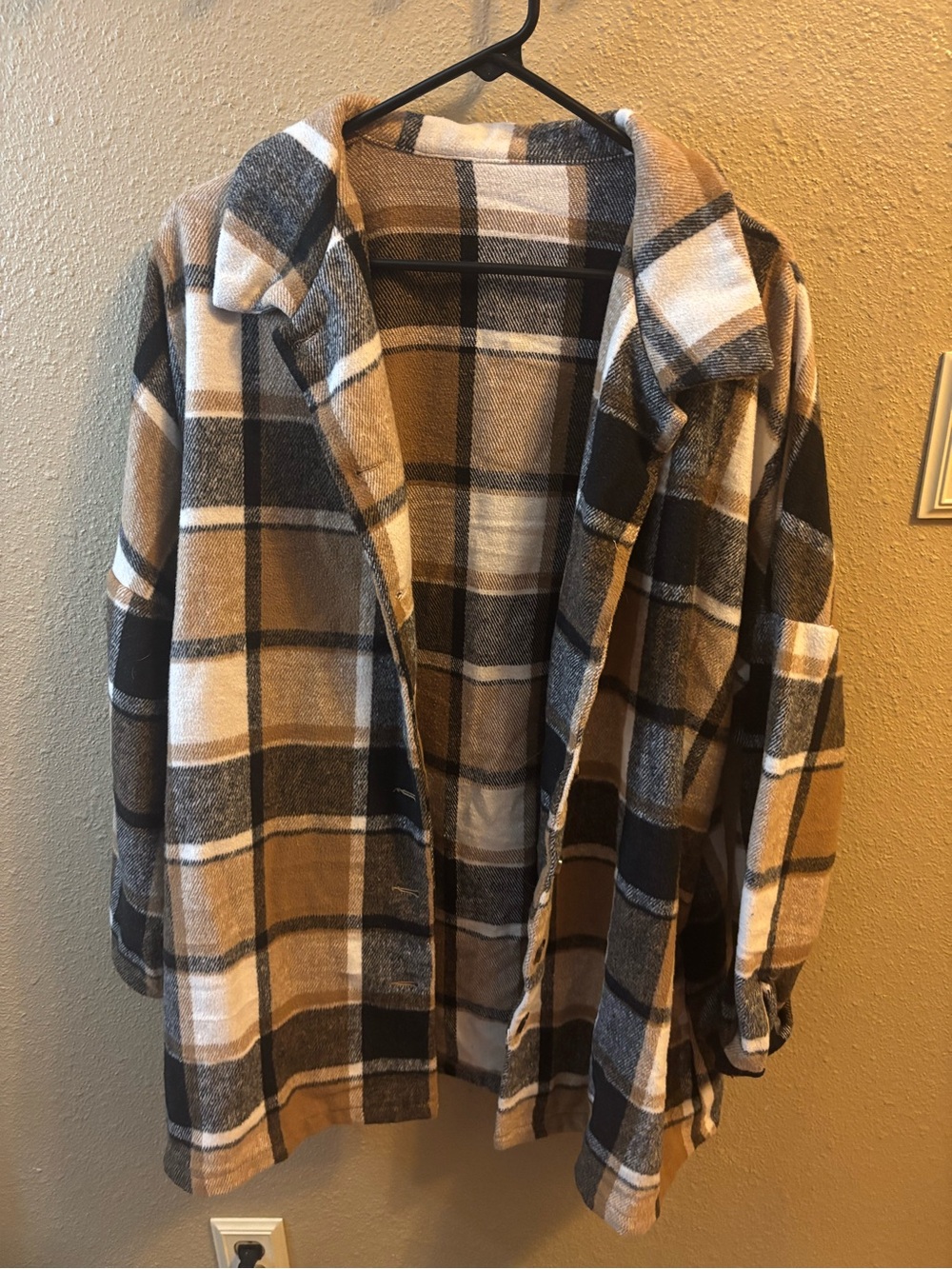 Checked Teddy Jacket in Brown & Cream